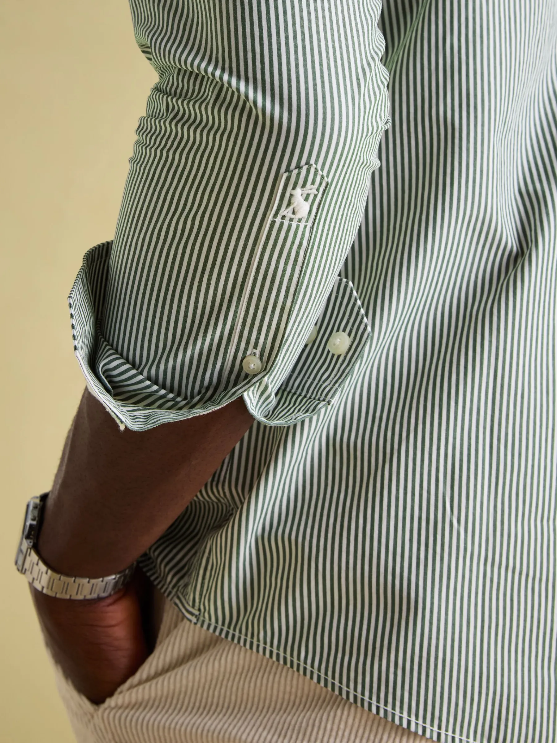 Abbott Green Pinstriped Cotton Poplin Shirt<Joules Discount
