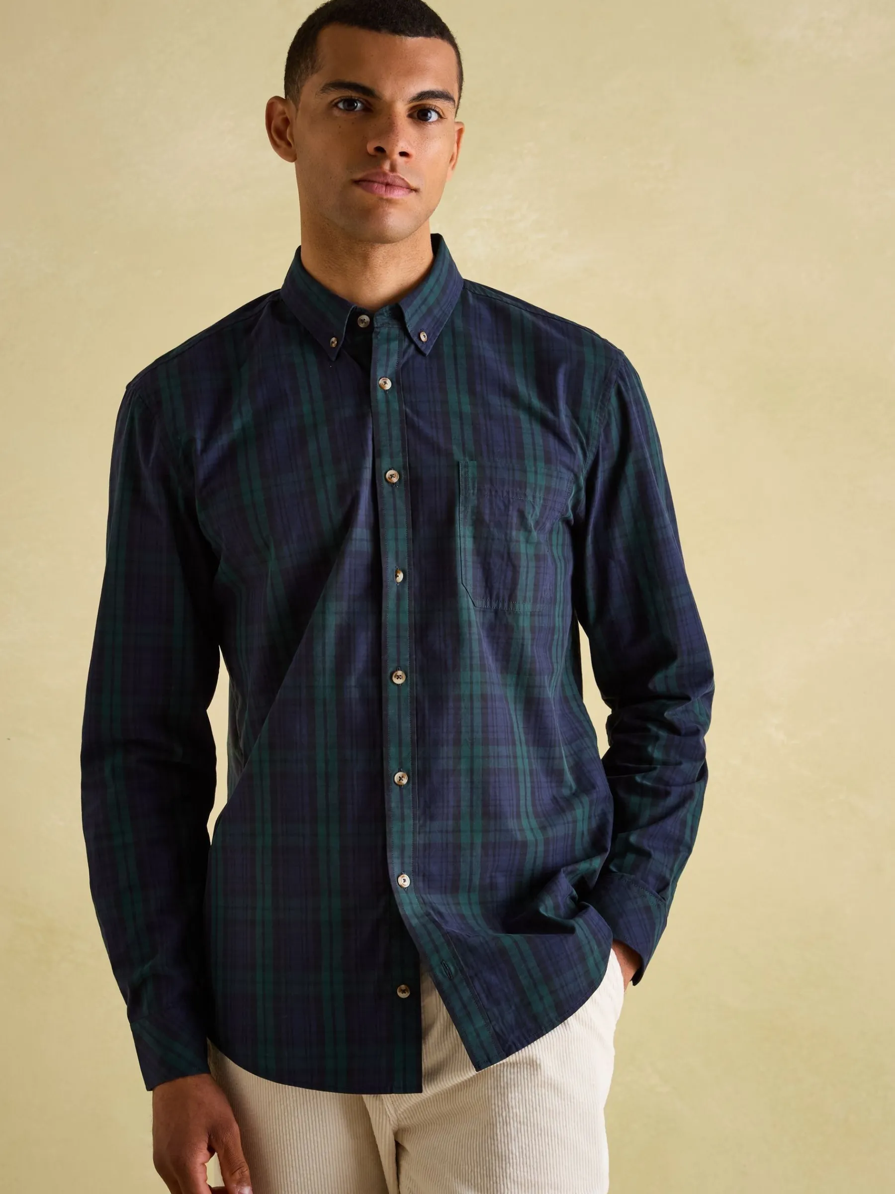 Abbott Navy Blue Checked Cotton Poplin Shirt<Joules Best