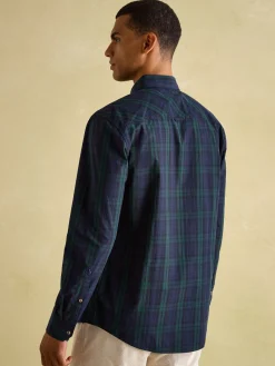 Abbott Navy Blue Checked Cotton Poplin Shirt<Joules Best