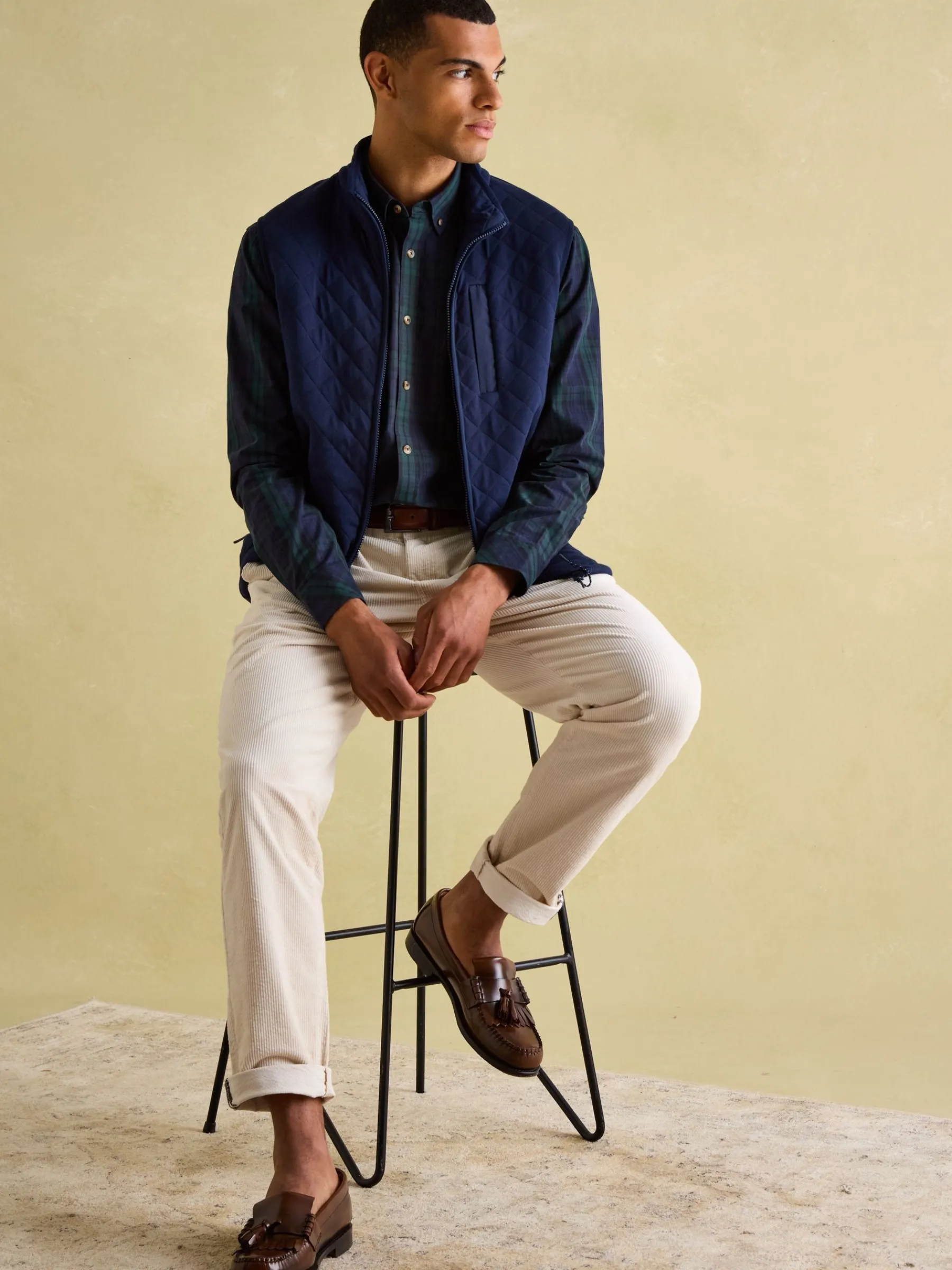 Abbott Navy Blue Checked Cotton Poplin Shirt<Joules Best