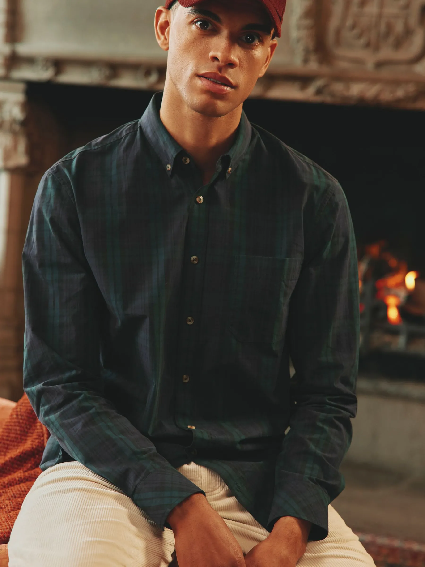 Abbott Navy Blue Checked Cotton Poplin Shirt<Joules Best