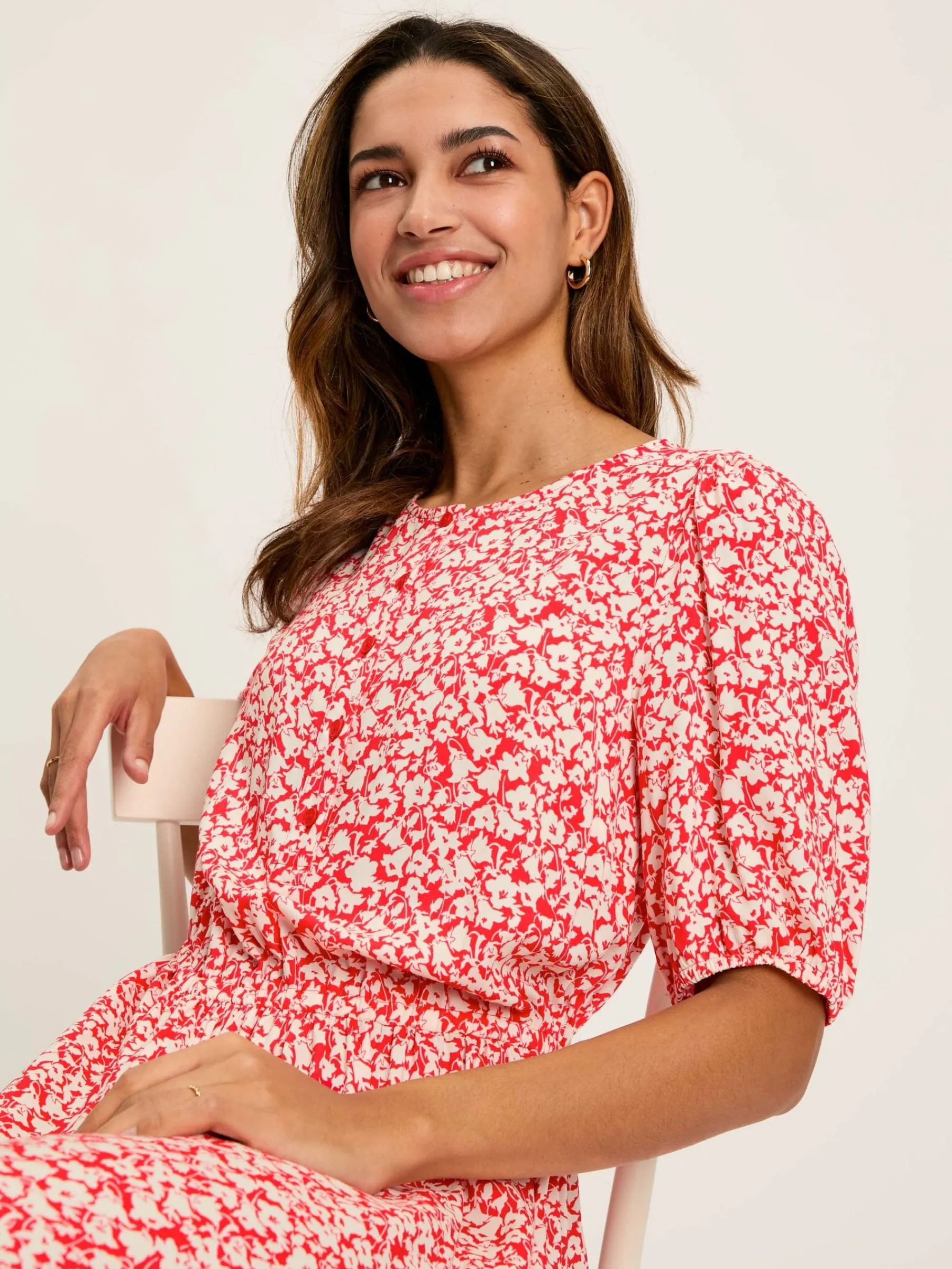 Adele Floral Button Down Midi Dress with Slit<Joules Sale