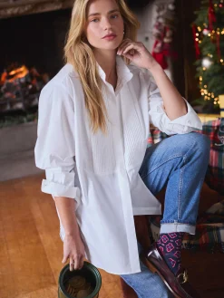 Adeline Pleated Tuxedo-Style Shirt<Joules New