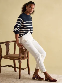 Agnes Striped Button Neck Jumper<Joules Hot