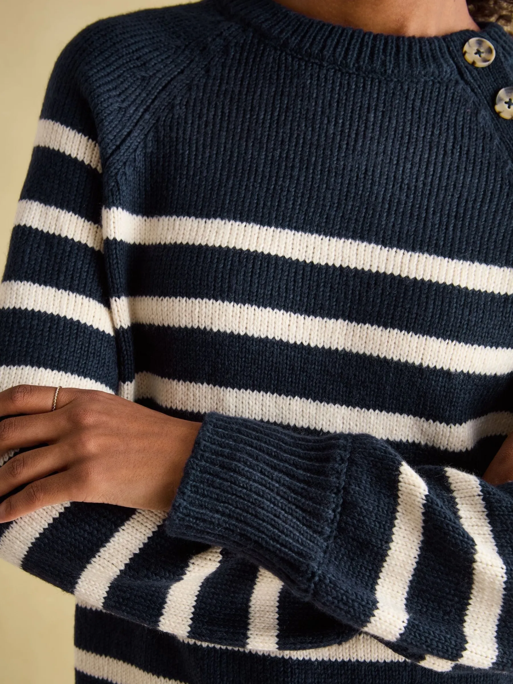 Agnes Striped Button Neck Jumper<Joules Hot