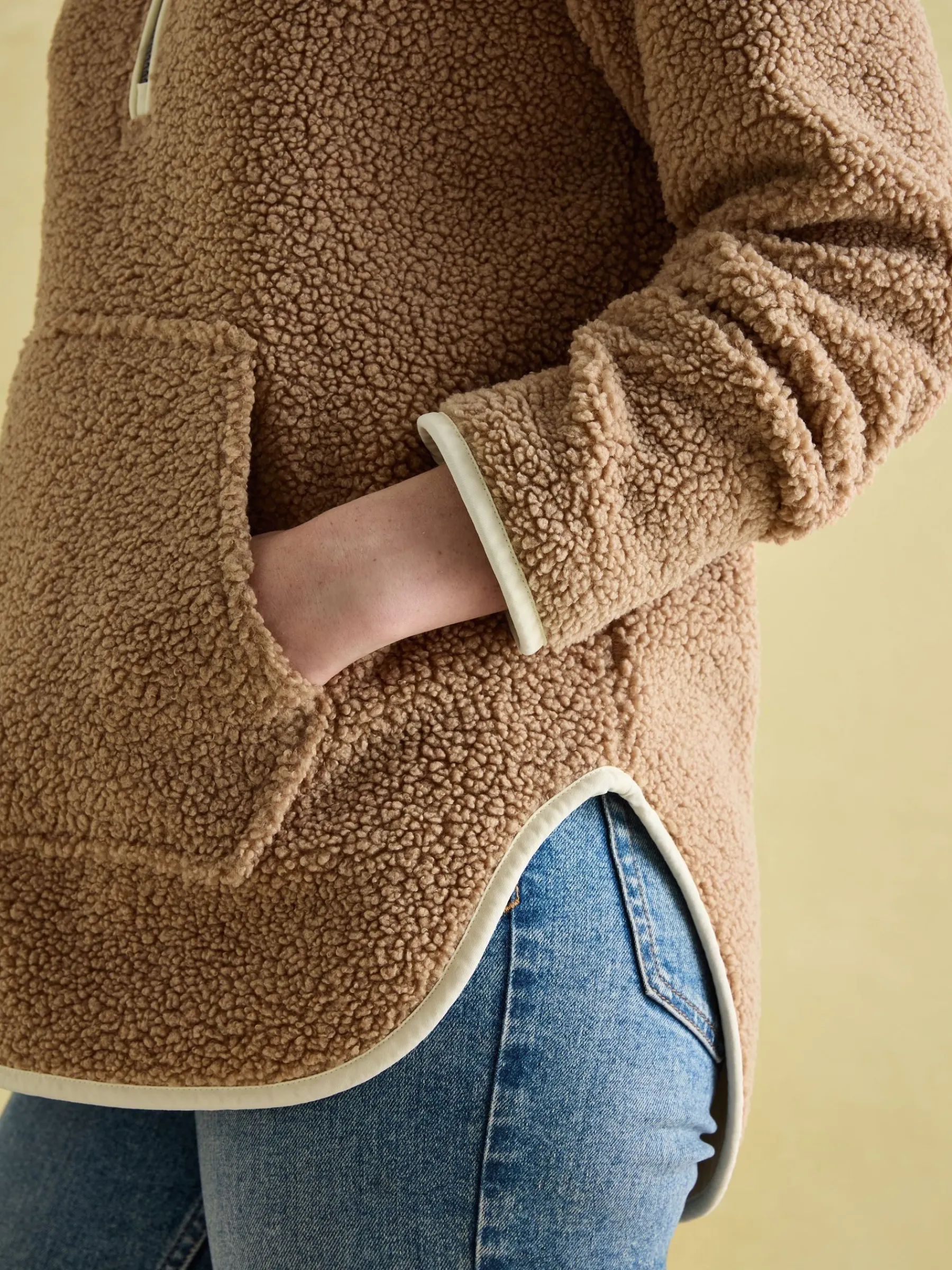 Aldeburgh Tan Brown Quarter Zip Fleece<Joules Hot