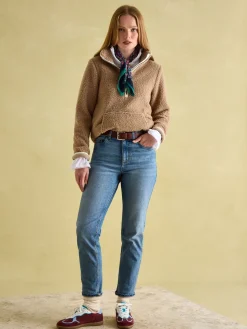 Aldeburgh Tan Brown Quarter Zip Fleece<Joules Hot