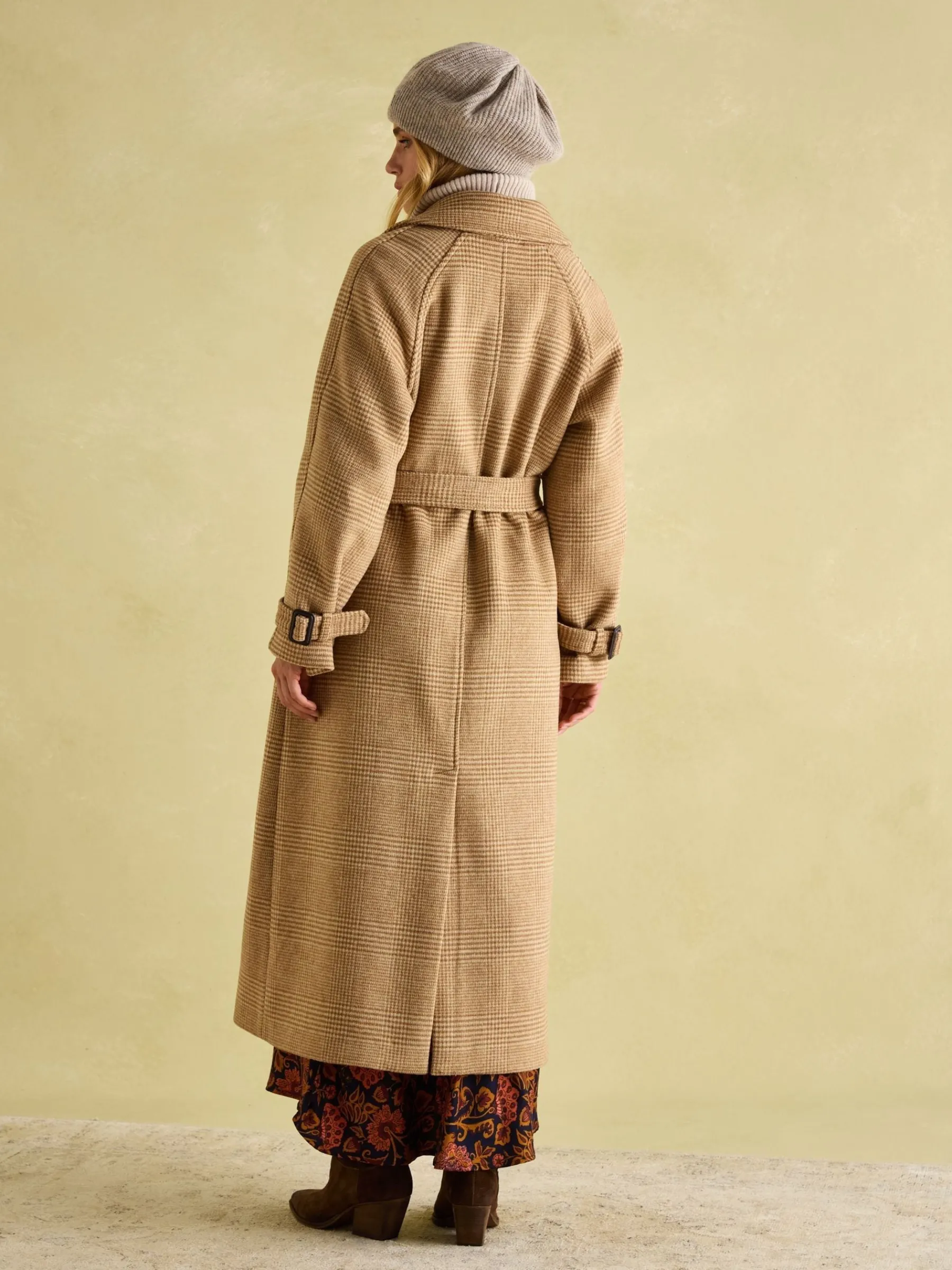 Amberley Tan Brown Longline Wool Blend Coat with Belt<Joules Hot