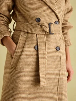 Amberley Tan Brown Longline Wool Blend Coat with Belt<Joules Hot
