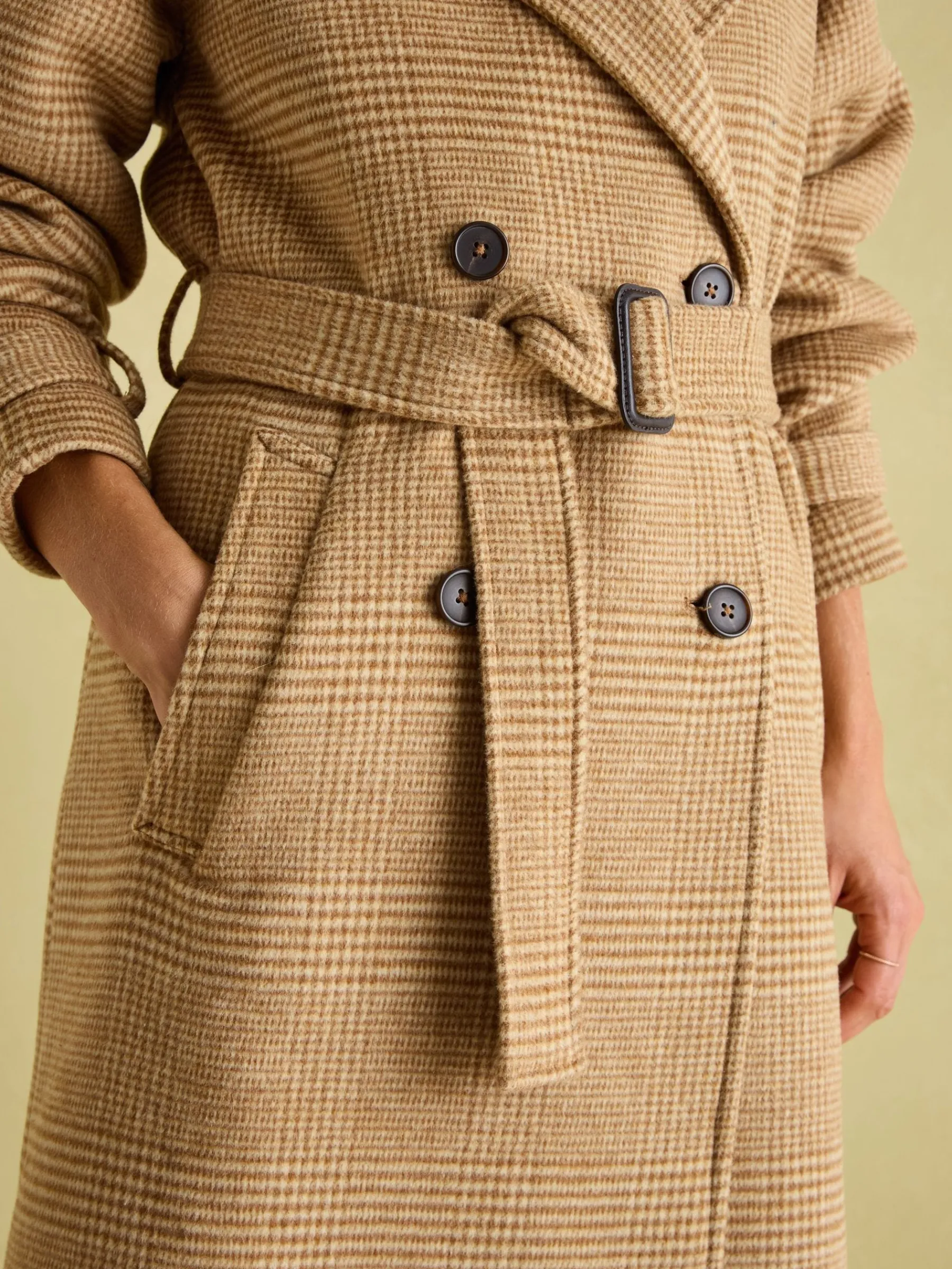 Amberley Tan Brown Longline Wool Blend Coat with Belt<Joules Hot