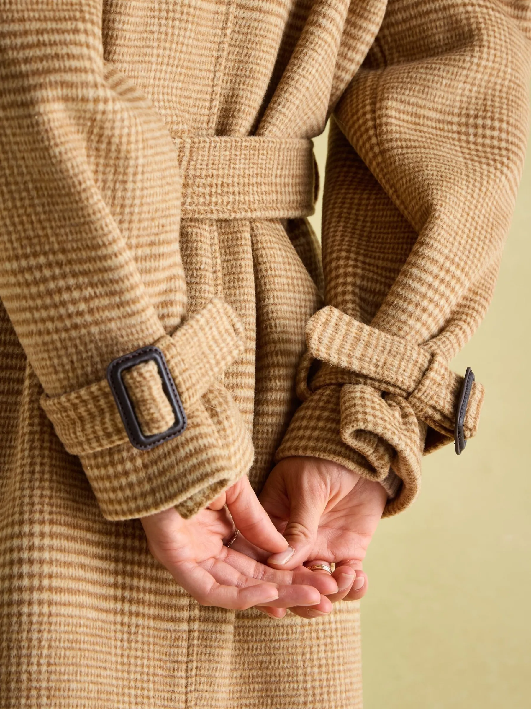 Amberley Tan Brown Longline Wool Blend Coat with Belt<Joules Hot