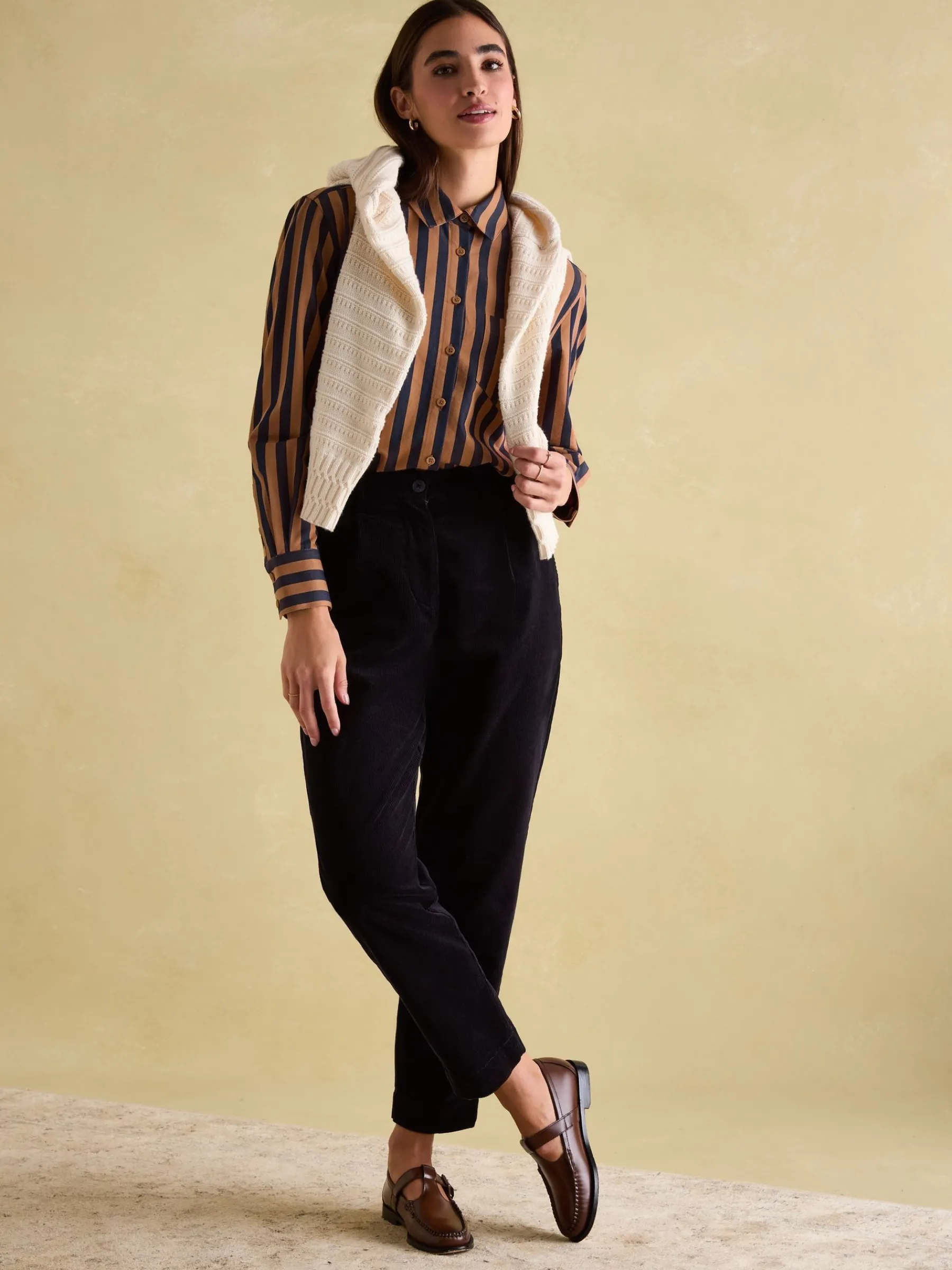 Amilla Navy & Tan Stripe Shirt<Joules Outlet