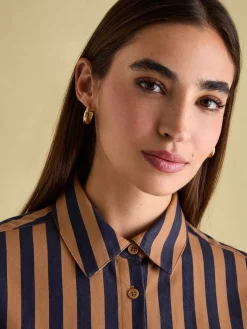Amilla Navy & Tan Stripe Shirt<Joules Outlet