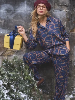 Amilla Navy Multi Satin Shirt<Joules Sale