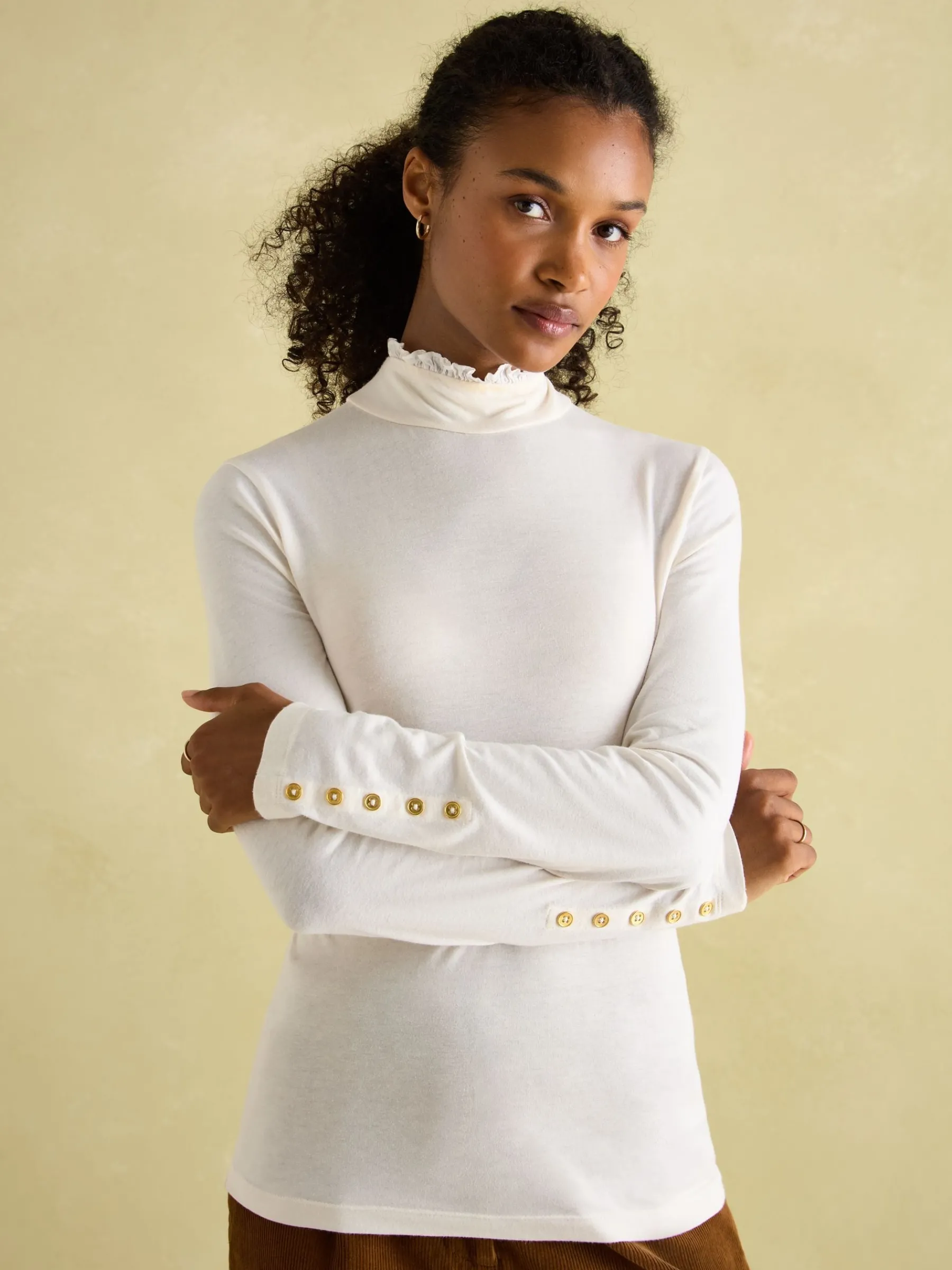 Amy Long Sleeve High Neck Jersey Top<Joules Hot