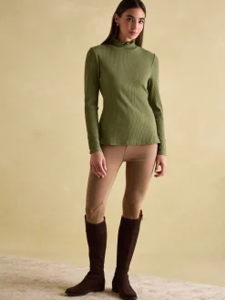Amy Ribbed Long Sleeve High Neck Jersey Top<Joules Clearance