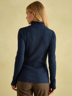Amy Ribbed Long Sleeve High Neck Jersey Top<Joules Outlet