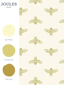 Antique Gold Block Print Bee 10M Wallpaper<Joules New