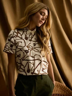 Barbury Cream Bridle Print Polo Shirt<Joules Hot
