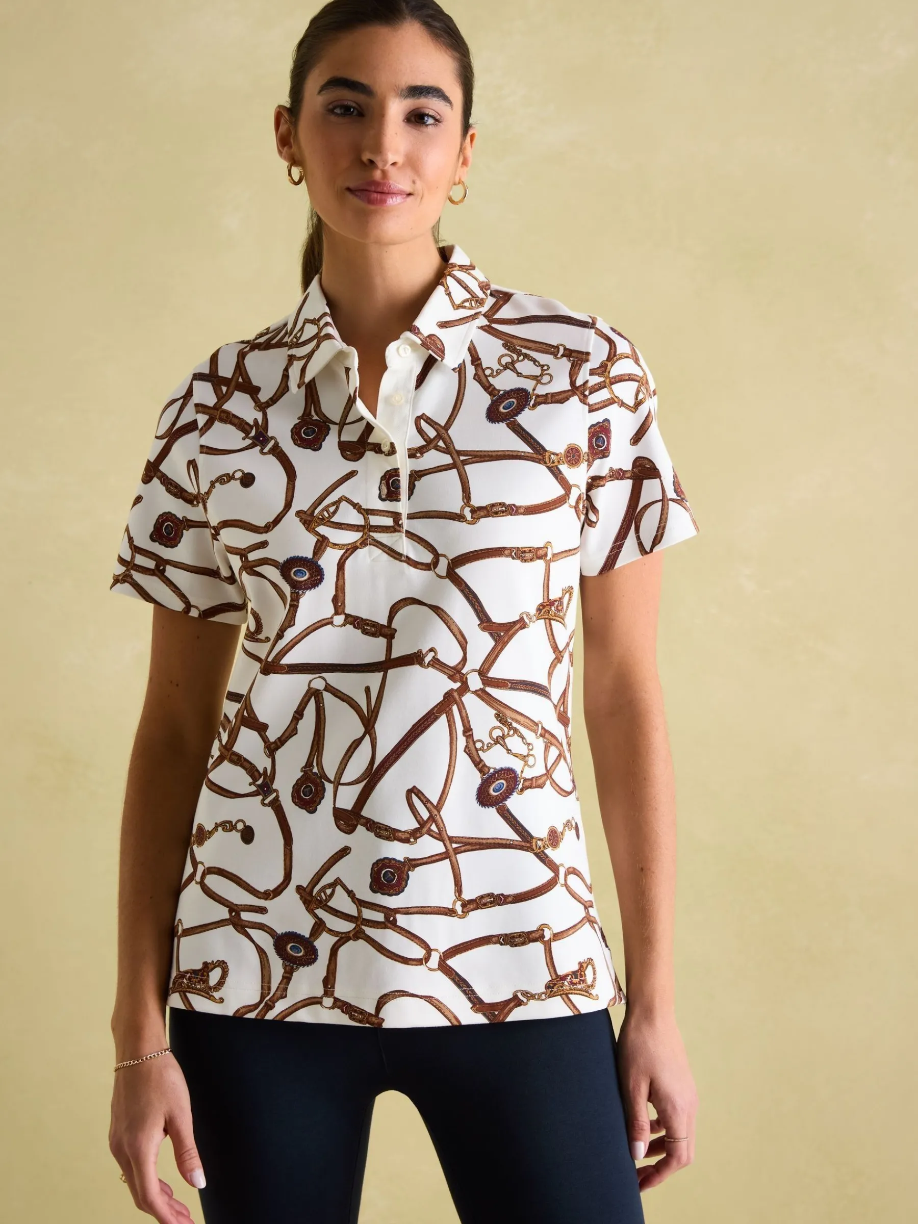 Barbury Cream Bridle Print Polo Shirt<Joules Hot