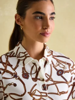 Barbury Cream Bridle Print Polo Shirt<Joules Hot