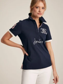 Beaufort Navy Blue Short Sleeve Cotton Polo Shirt<Joules Hot
