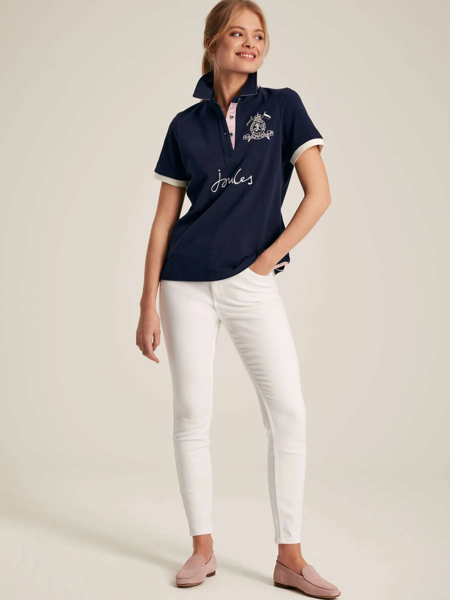 Beaufort Navy Blue Short Sleeve Cotton Polo Shirt<Joules Hot