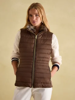 Beckley Padded Showerproof Gilet With Detachable Faux Fur Collar<Joules Sale