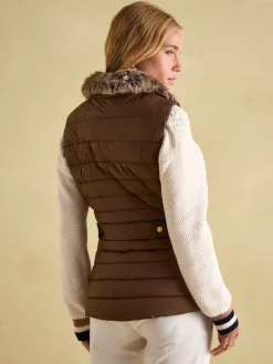 Beckley Padded Showerproof Gilet With Detachable Faux Fur Collar<Joules Sale