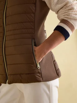 Beckley Padded Showerproof Gilet With Detachable Faux Fur Collar<Joules Sale