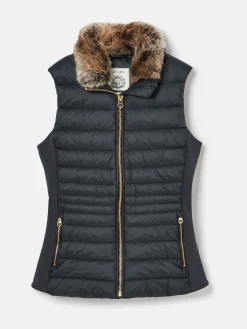 Beckley Padded Showerproof Gilet With Detachable Faux Fur Collar<Joules Hot