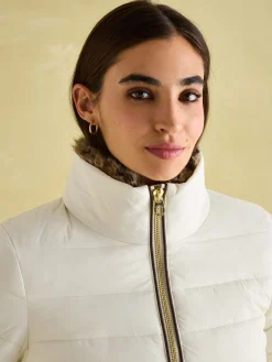 Beckley Padded Showerproof Jacket with Faux Fur Trim<Joules Best