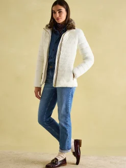 Beckley Padded Showerproof Jacket with Faux Fur Trim<Joules Best