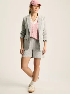 Belmont Navy & White Seersucker Striped Shorts<Joules