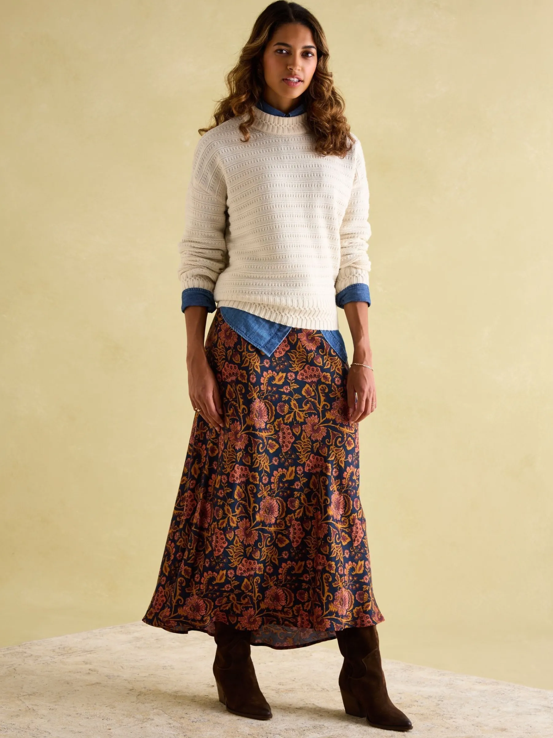 Bernie Crew Neck Textured Jumper Contains Merino Wool<Joules Best