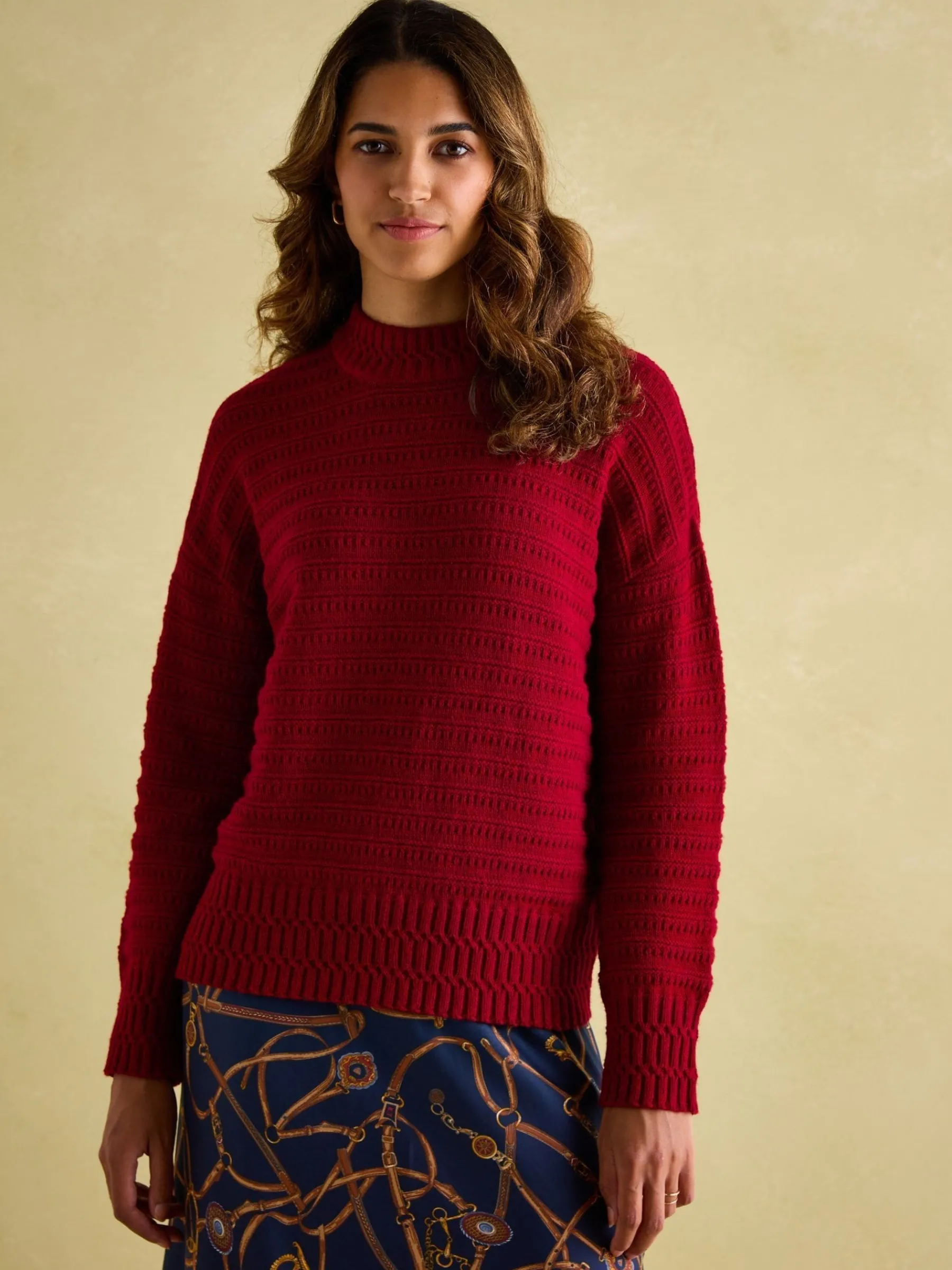 Bernie Crew Neck Textu Jumper Contains Merino Wool<Joules Online