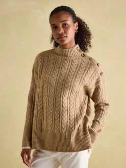 Betsy Button Shoulder Cable Jumper<Joules
