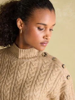 Betsy Button Shoulder Cable Jumper<Joules