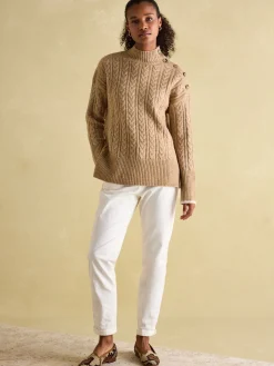 Betsy Button Shoulder Cable Jumper<Joules