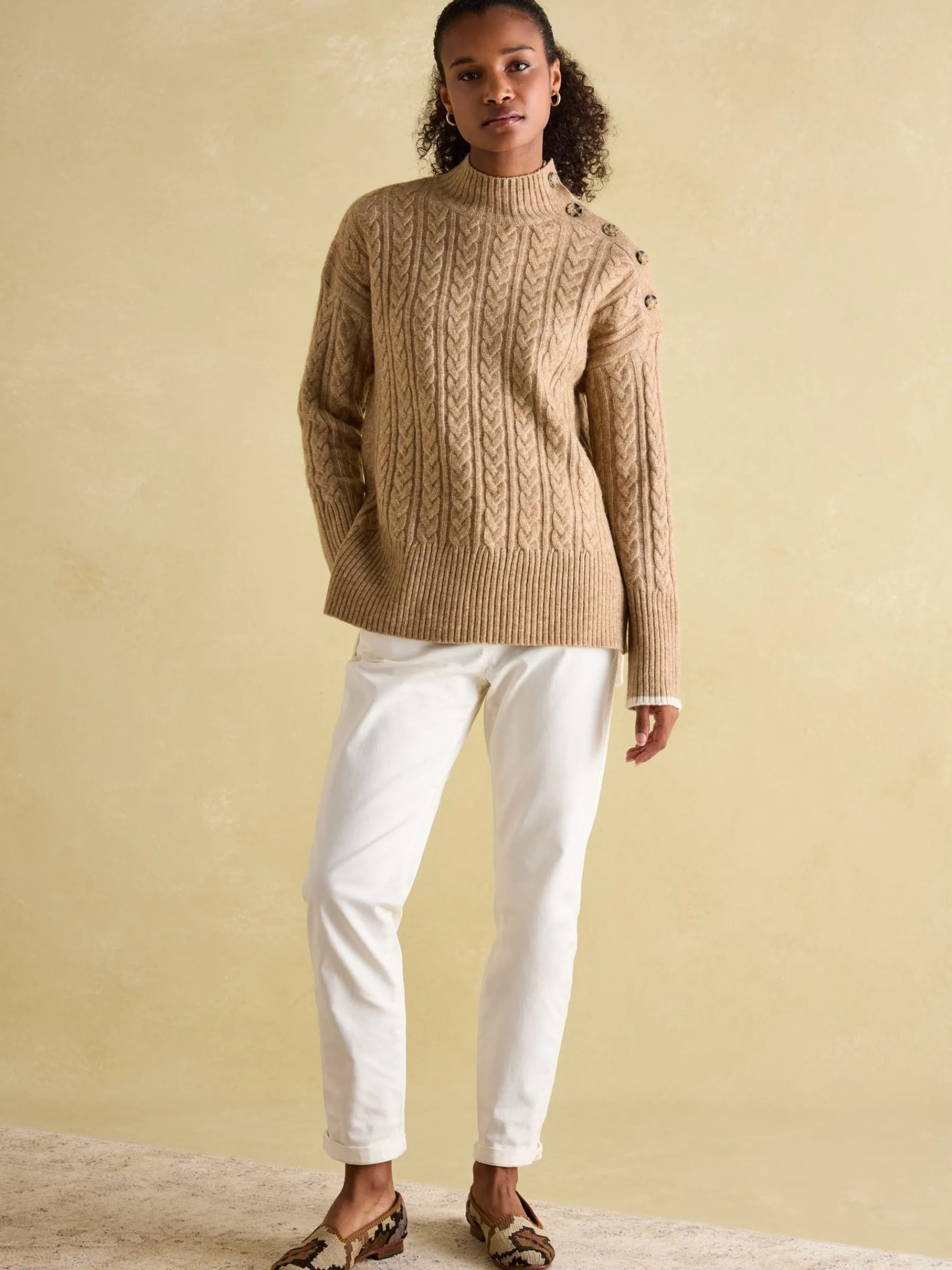 Betsy Button Shoulder Cable Jumper<Joules