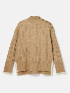 Betsy Button Shoulder Cable Jumper<Joules