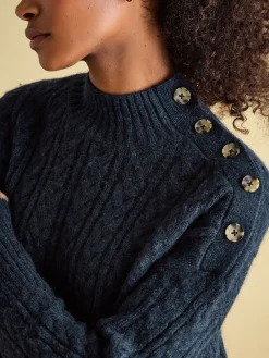 Betsy Button Shoulder Cable Jumper<Joules New