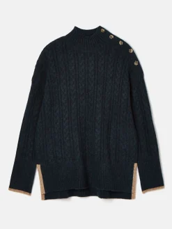 Betsy Button Shoulder Cable Jumper<Joules New