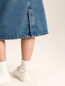 Button Front Denim Midi Skirt<Joules Outlet