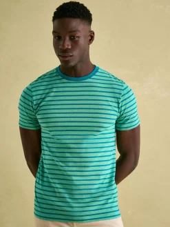 Boathouse Green Stripe Jersey Crew Neck T-Shirt<Joules Outlet