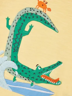 Boys' Archie Yellow Crocodile Artwork T-Shirt<Joules