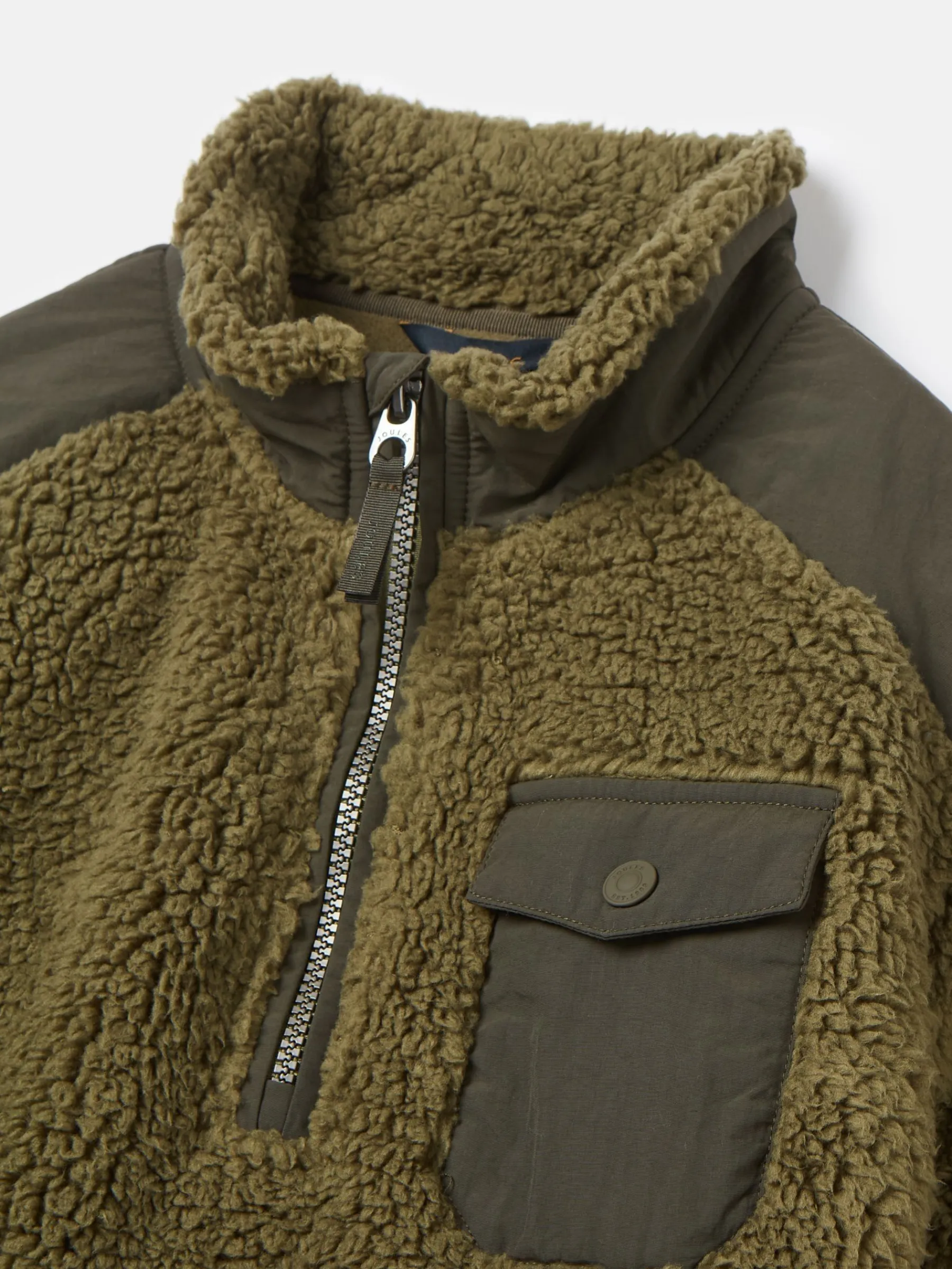 Boys' Billy Khaki Green Half Zip Borg Fleece<Joules Best