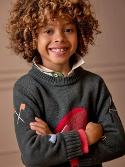 Boys' Burton Intarsia Knitted Jumper<Joules Sale