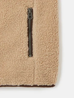 Boys' Eddington Natural & Brown Colourblock Fleece Gilet<Joules Sale