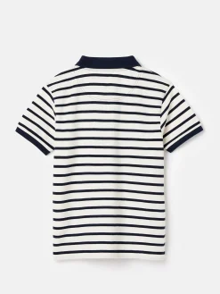 Boys' Filbert Navy Blue Striped Pique Cotton Polo Shirt<Joules New